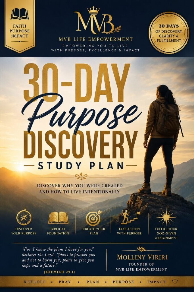 30-Day Purpose Discovery Study Plan | Faith-Based Guided Journal | MVB Life Empowerment