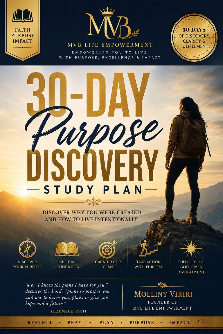 30-Day Purpose Discovery Study Plan | Faith-Based Guided Journal | MVB Life Empowerment